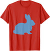 Cute Blue Rabbit Lover Bunny Graphic T-Shirt in Red