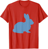 Cute Blue Rabbit Lover Bunny Graphic T-Shirt in Red