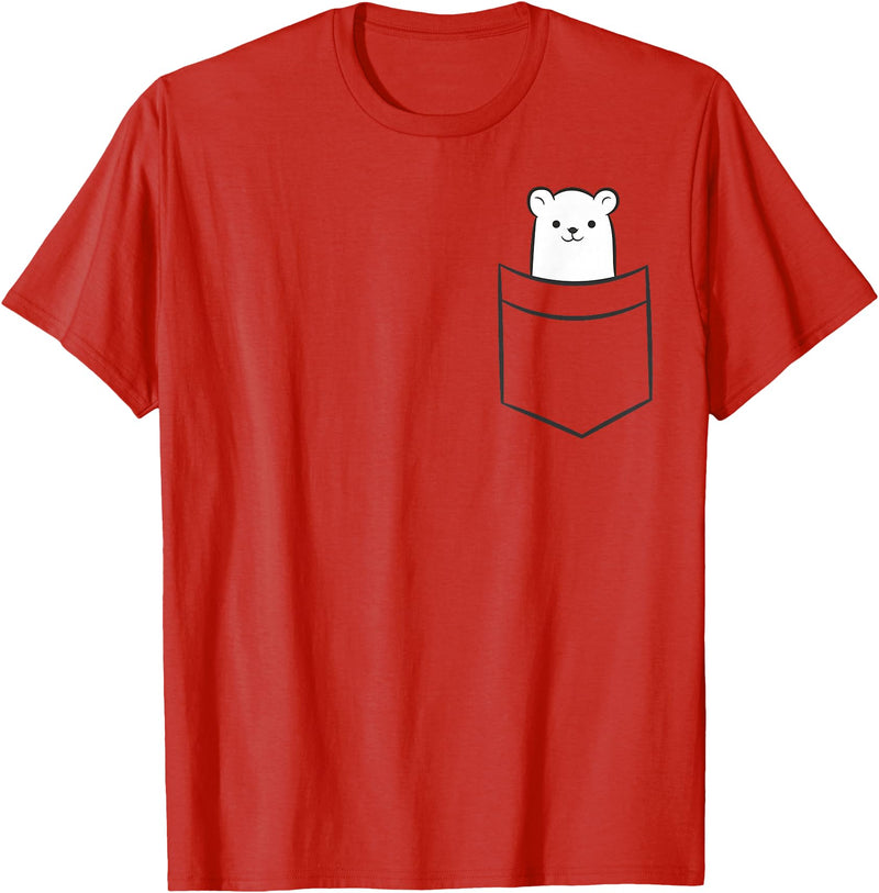 Arctic Polar Bear Tees And Gifts Polar Bear In The Pocket Funny Pocket Polar Bear T-Shirt - Red