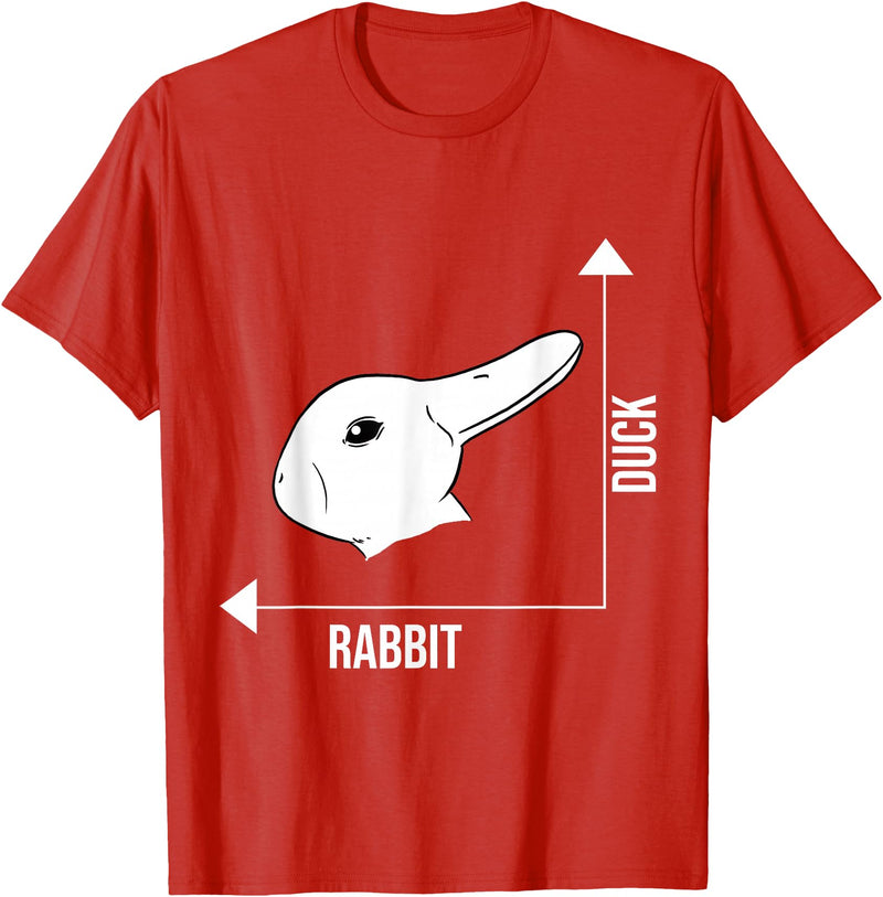 Rabbit Duck Illusion Philosopher T-Shirt in Red