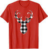 Buffalo Plaid Deer Clothing Co. by AAM Black & White Classic Christmas Buffalo Plaid Deer Head T-Shirt - Red