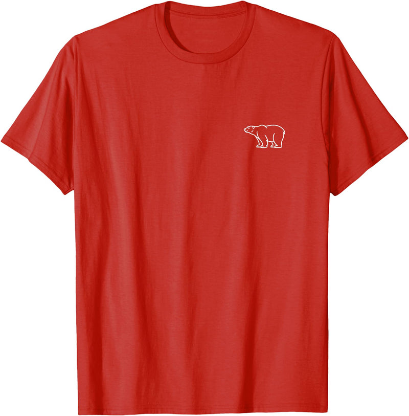 The Polar Bear Apparel Co Polar Bear Minimalist Badge Patch Line Art T-Shirt - Red