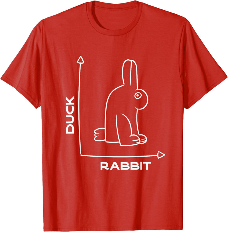 Duck - Rabbit - Funny - Joke - Bunny - Optical Illusion -Pun T-Shirt in Red