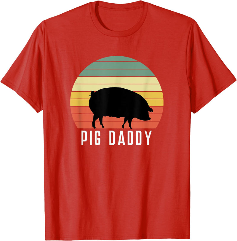Pig Farmer for Men Women Kids Boys Girls Pig Dad - Daddy Farmer Farming Farm Pork Animal Livestock T-Shirt - Red