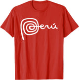 Peruvian Tees Rojo-Blanco Peru Design Logo Peru Nasca Lines Men Women Kids T-Shirt - Red