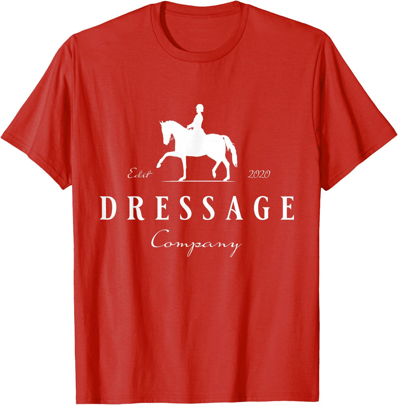 Dressur Pferd mit Dressurreiterin - Dressage T-Shirt - Women's, Girls' Dressage Horse T-Shirt - Black, Small - Short Sleeve, Classic Fit - Red