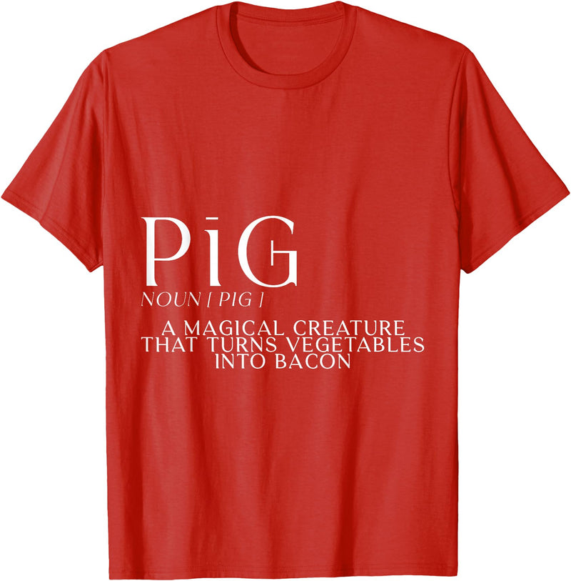Bacon FH Pig, A Magical Creature That Turns Vegetables Into Bacon --- T-Shirt - Red
