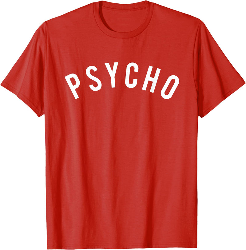 Psycho T-shirt Tshirt / Just Word Only Psycho T Shirt Tee/Curved T-Shirt - Red