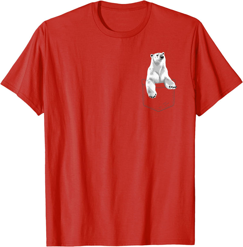 Polar Bear Gift Polar Bear Accessories & Stuff Cute Polar Bear for Men Women Arctic Bears Pocket Animal T-Shirt - Red