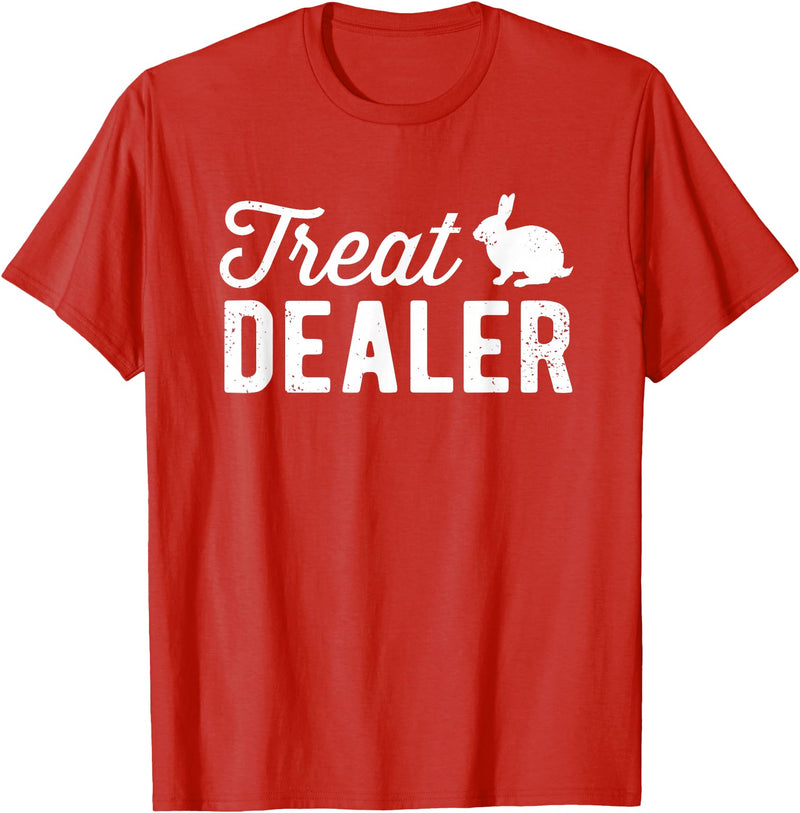 Rabbit Treat Dealer Funny Humor Bunny Treats Rabbit Owner T-Shirt in Red