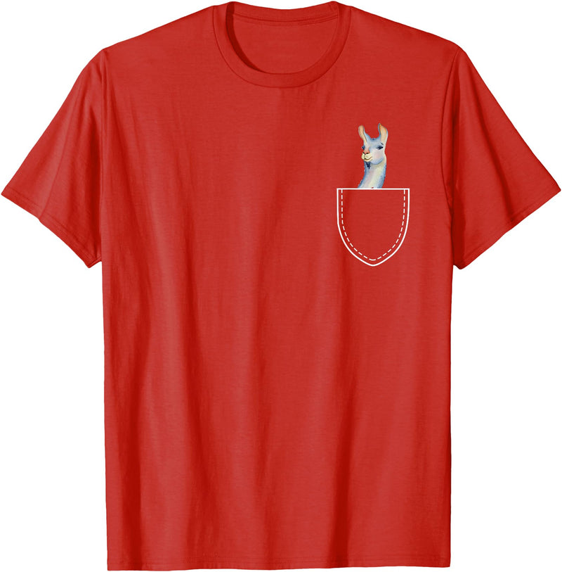 Funny Llama Gifts Llama In A Pocket - Alpaca T-Shirt - Red