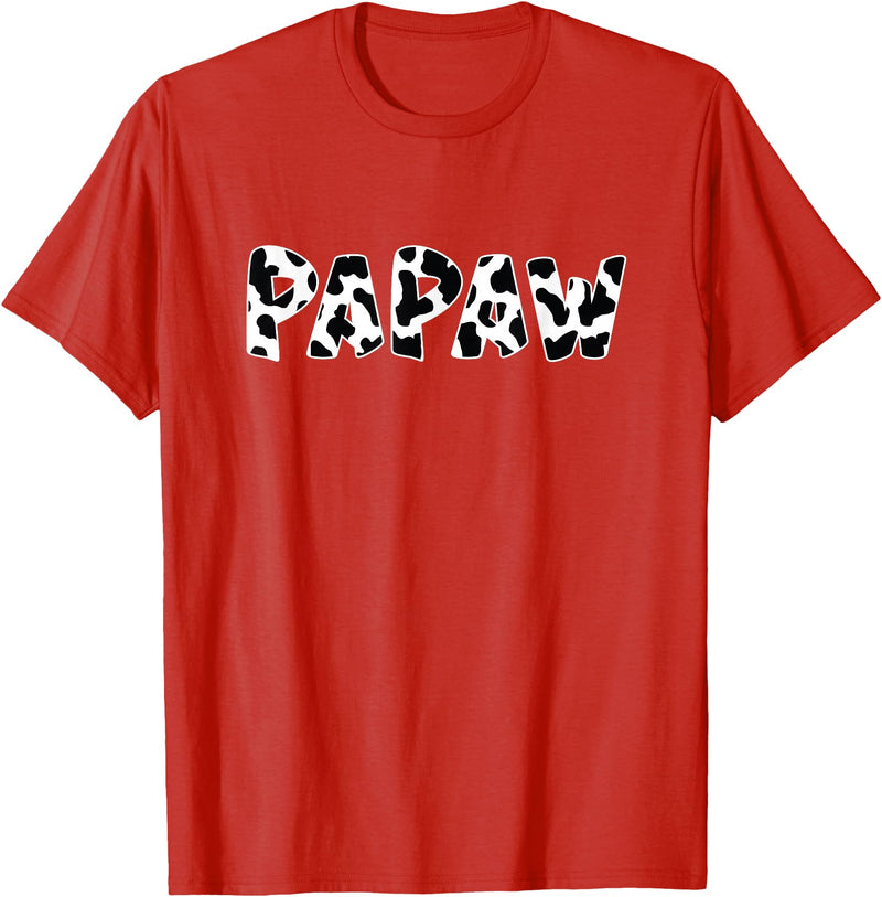 funny saying Gifts for Family Members and more Papaw Cow Print Cow Pattern T-Shirt - Red