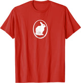 White Silhouette of a Bunny, Stylized for Rabbit Lovers T-Shirt in Red