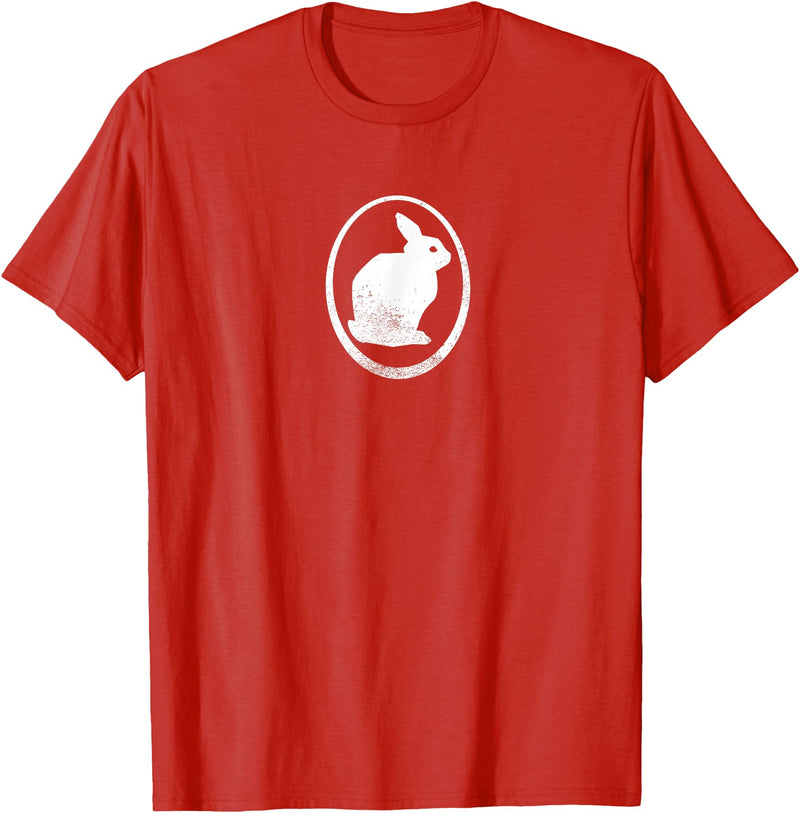 White Silhouette of a Bunny, Stylized for Rabbit Lovers T-Shirt in Red
