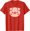 SHIRTSIDE PIG Pig Face Shirt Gift For Pig Lover T-Shirt - Red
