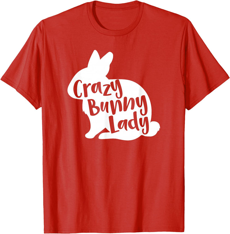 Crazy Bunny Lady - Funny Rabbit Lover T-Shirt in Red