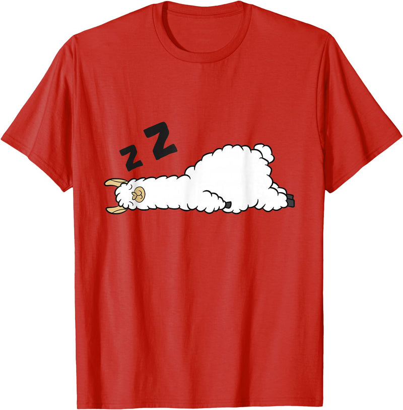 Sleeping Animals Tees And Gifts Llama Sleeping Tired Llama Napping Llama T-Shirt - Red