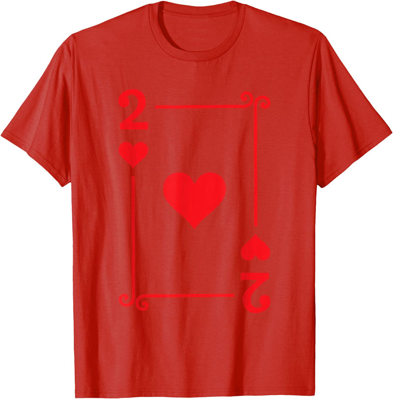 Playing Card Costume Tees - 2 Hearts Card - Two Card T-Shirt - Red
