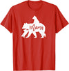 Artsy Mommy Bear Silhouette Nature Family Gifts Mama Bear 2 Baby Bear Cubs Playing Riding on Back T-Shirt - Red