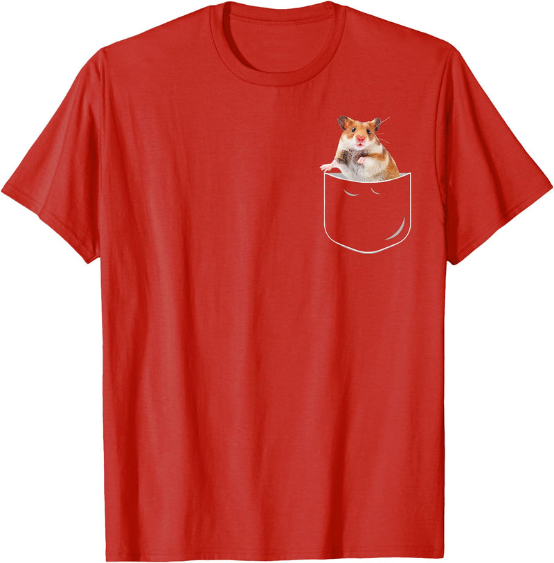 Pocket Hamster Shirt, Funny Hamster in Pocket Gift Tshirt T-Shirt - Red