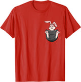 Cute Rabbit Bag Lover Bunny Graphic T-Shirt in Red