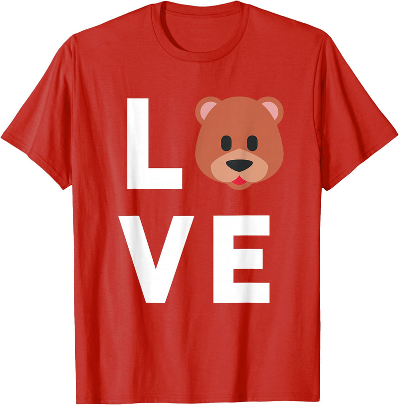 Teddy Bear Apparel Co. I Love Bears Cute Baby Bear Face Lover Kids T-Shirt - Red
