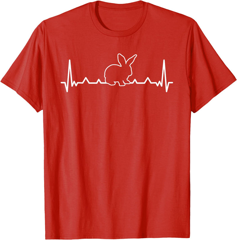 Rabbit Hearbeat Bunny Lover Pet Bunnies Owner Easter T-Shirt in Red