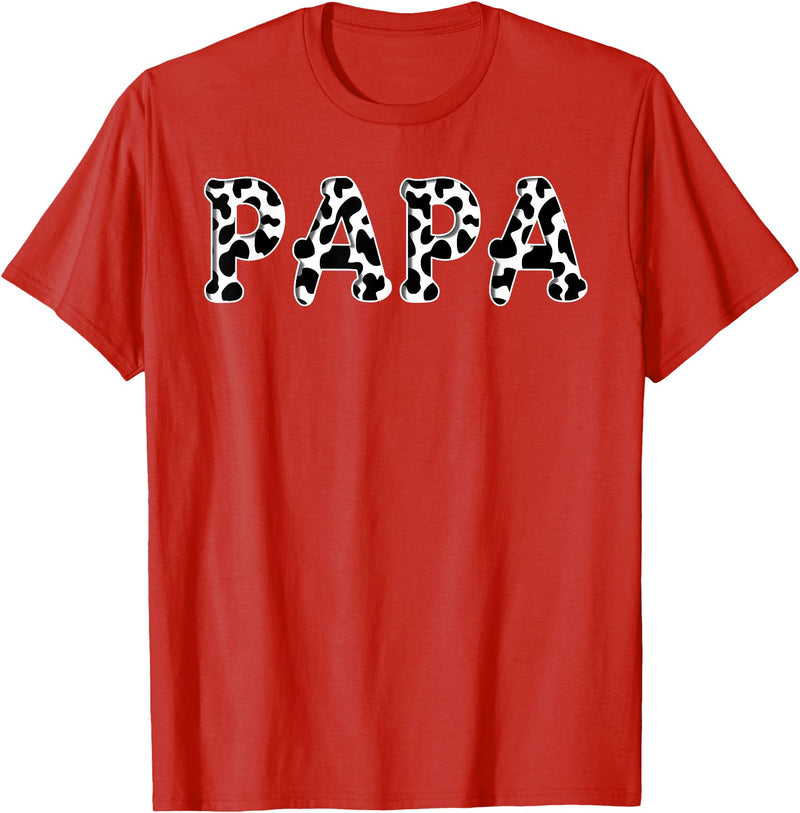 Cow Pattern Print Family Matching Birthday Apparel Cow Papa Birthday Family Matching Girl Boy Farm Birthday T-Shirt - Red