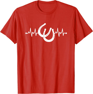 Horseshoe Horse Heartbeat Apparel Heartbeat Horse Lover Clothing - Horse Heartbeat T-Shirt - Red