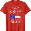 Patriotic Sister Bear Family Fun Sapphire Star Cool Patriotic Sister Bear Matching Family Flag 4th Of July T-Shirt - Red