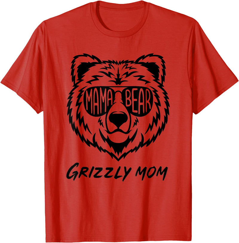 Mama Bear Grizzly Mom T-Shirt - Red