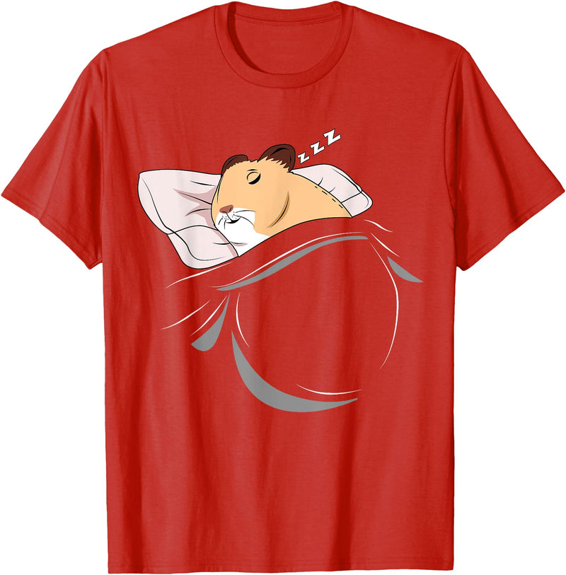 Hamster Sleeping Hammy Pajamas Nap PJs Outfit Gift Hamster T-Shirt - Red