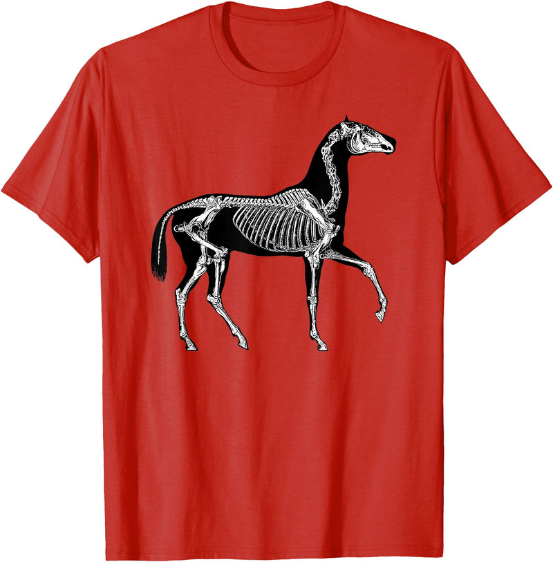 Halloween Horse Skeleton Designs Horse Skeleton Halloween Skeletal Anatomy T-Shirt - Red