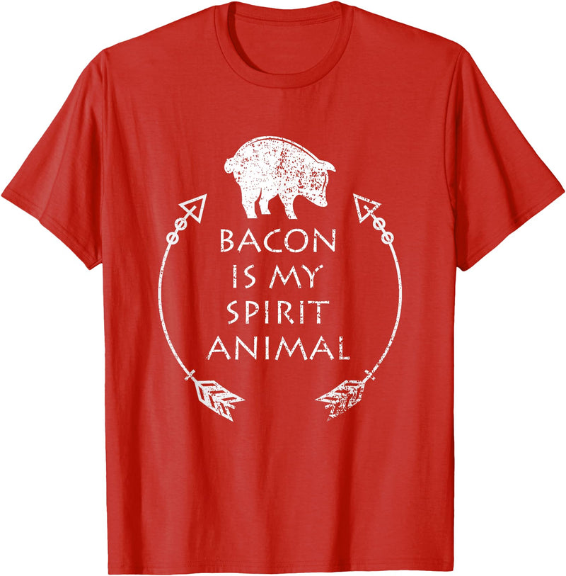Pig Tees by MasArt Bacon is my Spirit Animal Funny Pig T-Shirt Distressed Gift T-Shirt - Red