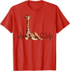 Giraffic print shirt Birthday Giraffe Heartbeat Shirt for Woman Man Kids T-Shirt - Red
