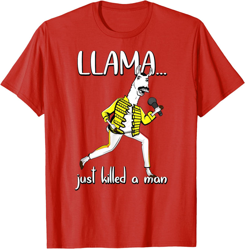 Llama Shirts For The Whole Family Co. Llama Just Killed A Man, Funny Singing llama Parody Gift T-Shirt - Red