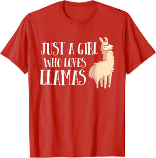 Funny Llama And Alpaca Gifts Funny Llama Girl Just A Girl Who Loves Llamas T-Shirt - Red