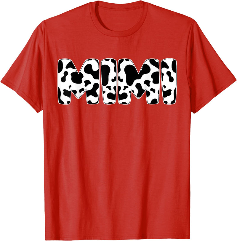 Family Matching Gifts Cow Mimi Cow Print Cow Pattern Mother's Day T-Shirt - Red