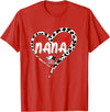 Black White Family Cow Farm Nana Cow Print Cow Heart Pattern Farmer Cows Mother's Day T-Shirt - Red