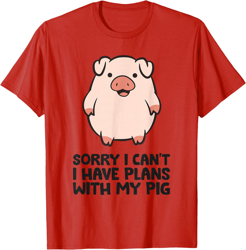 Pig Lover and Pig Farmer Gifts And Tees Pig Farmer Sorry I Can't I Have Plans With My Pig T-Shirt - Red