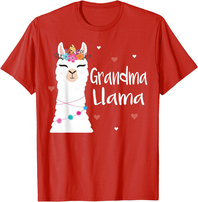 Me & Mommy Llama Co. Grandma Llama Cute Llamas Lover Best Grandmother Ever T-Shirt - Red
