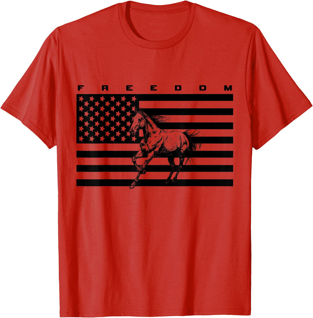 BASBO American Flag Horseback Riding Apparel - Horse T-Shirt - Straight - Red