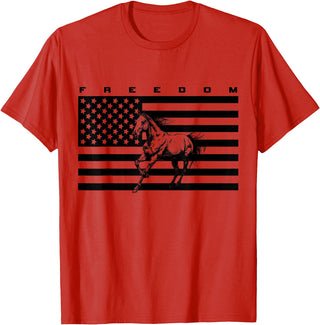 BASBO American Flag Horseback Riding Apparel - Horse T-Shirt - Straight - Red