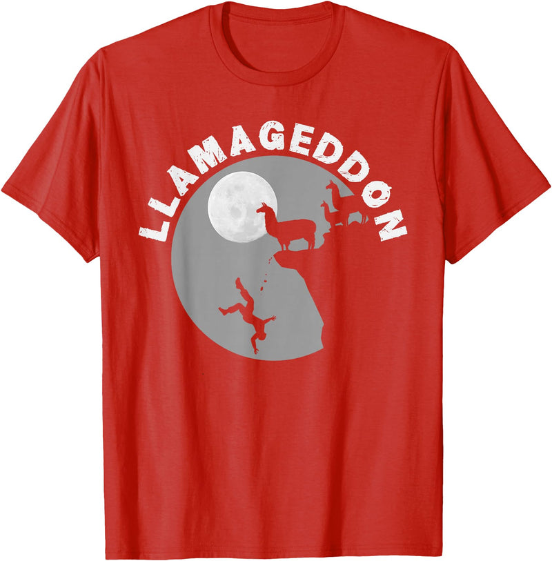 Funny Llama Tshirts for Farm Pet Animal Fans Funny Llamageddon T-Shirt for Llama Barnyard Lovers T-Shirt - Red