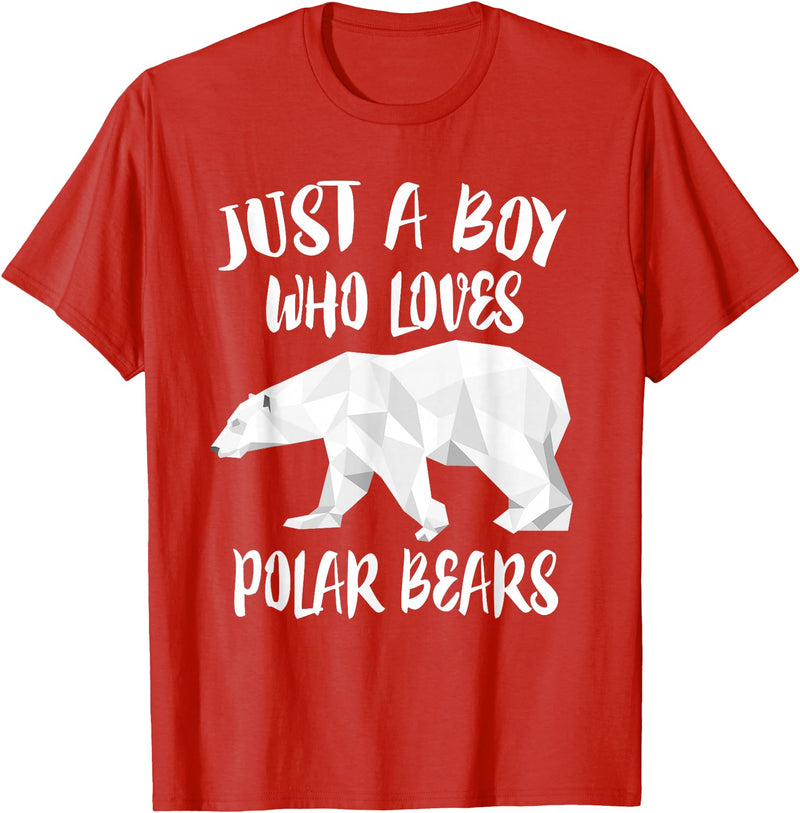 Polar Bear Lover Gift Just A Boy Who Loves Polar Bears T-Shirt Bear Lover Gift T-Shirt - Red