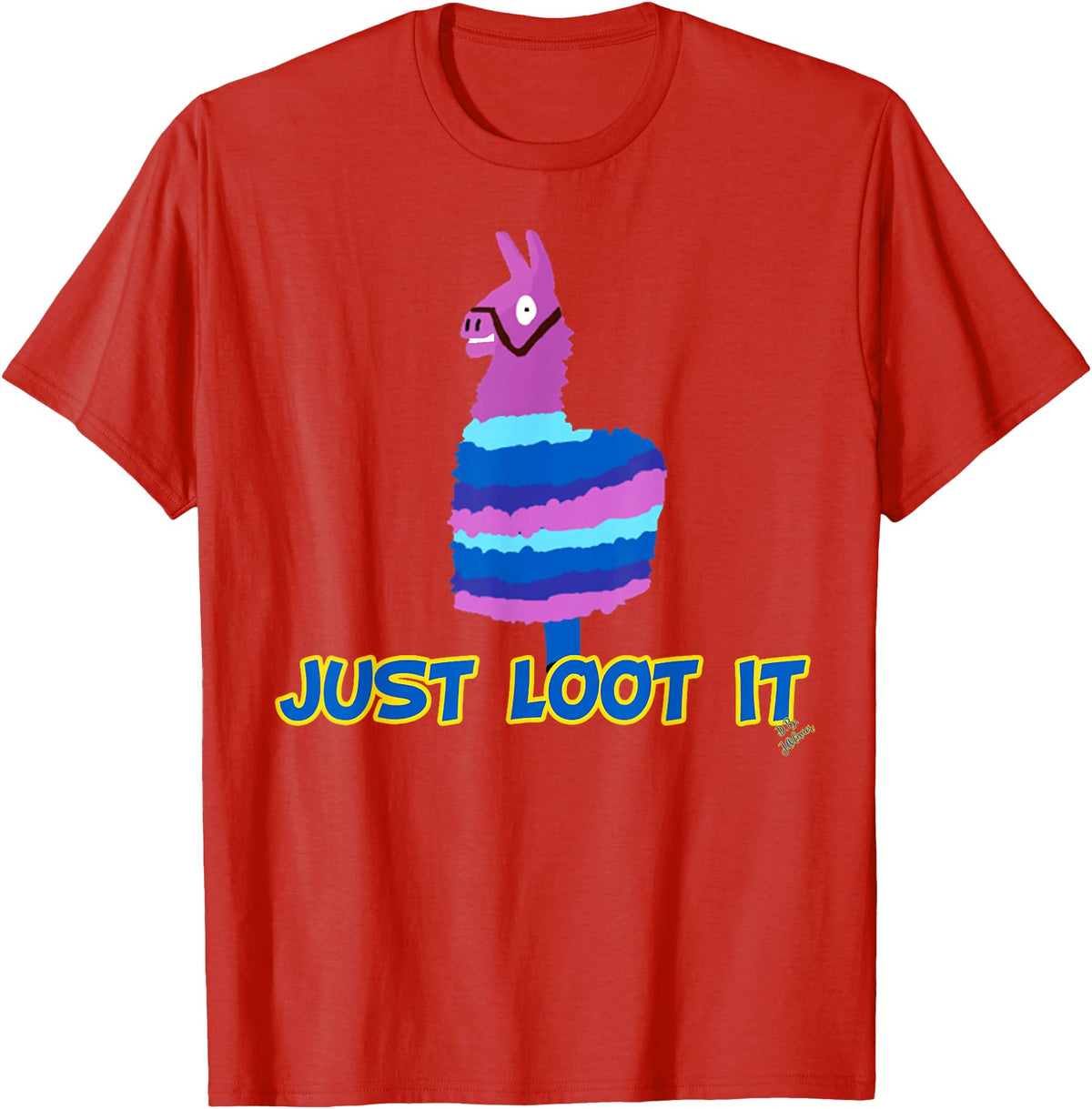 gamer shirts by jean olivier Funny llama outfit gamer outfit just loot it T-Shirt - Red