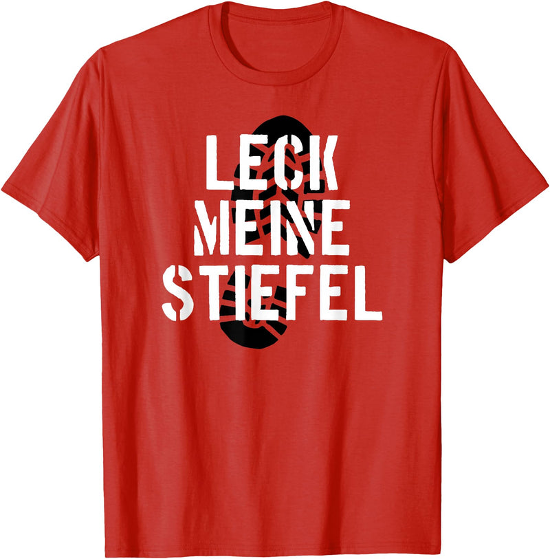 Bear Daddy Leck Meine Stiefel Lick My Boots German Gay Leather T-Shirt T-Shirt - Red