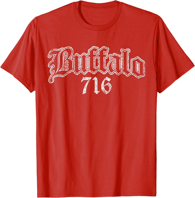 Buffalo NY by Kruzelly Vintage Buffalo New York 716 T-Shirt - Red