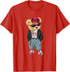 Punk Rocker Teddy Bear Rap Hip Hop Gift Men Women Punk Rocker Rapper Popster Punker Teddy Bear Rap Hip Hop T-Shirt - Red