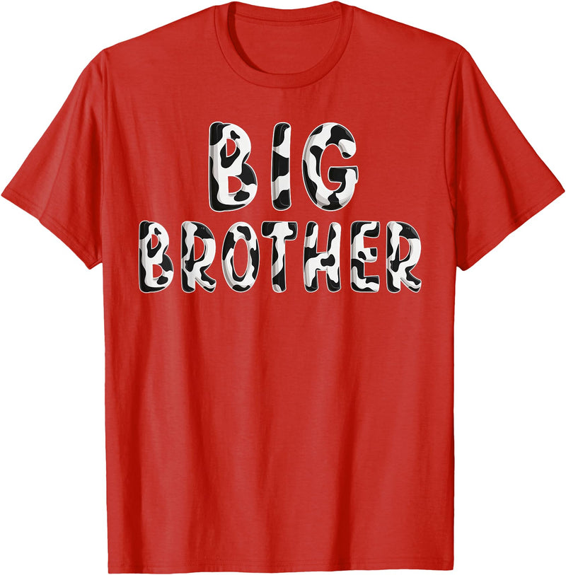 Cow Pattern Print Family Matching Birthday Shirts Cow Big Brother Birthday Family Matching Fathers Day Boy T-Shirt - Red